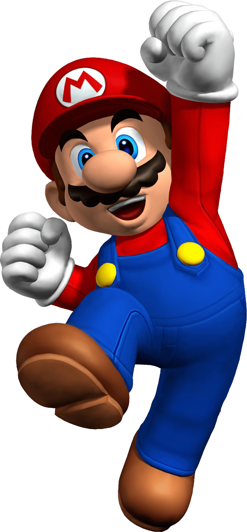 Mario jumping fist-first at the block
